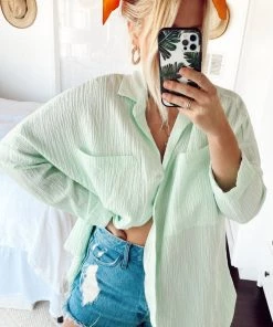Show Me Your Mumu Johns Button Down Shirt ~ Green Melon New Mu