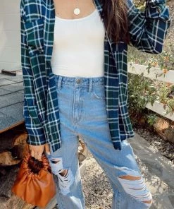 Show Me Your Mumu The Layer Shirt ~ Green And Blue Plaid New Mu