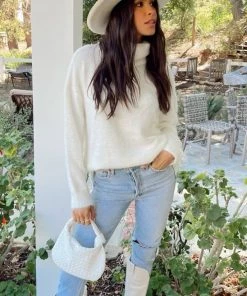 Show Me Your Mumu Fatima Turtleneck Sweater ~ White Knit