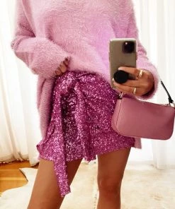 Show Me Your Mumu New Mu Why Knot Skirt ~ Magenta Sequins