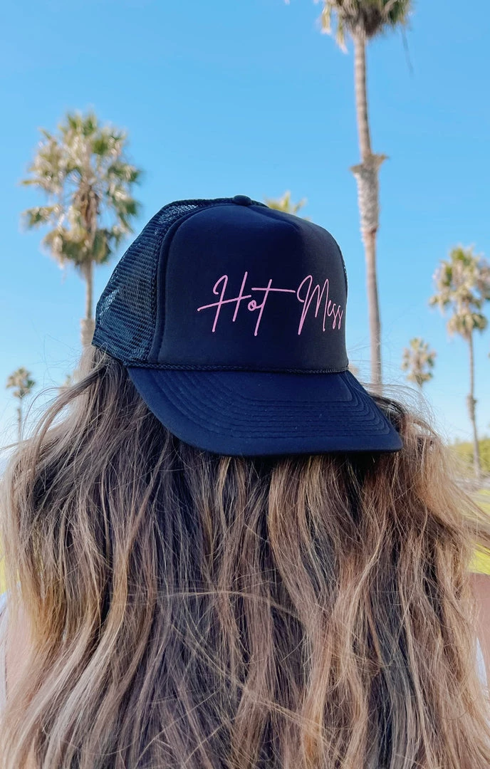 Show Me Your Mumu Hot Mess Trucker Hat ~ Black & Hot Pink New Mu 8 Show Me Your Mumu Hot Mess Trucker Hat ~ Black & Hot Pink New Mu