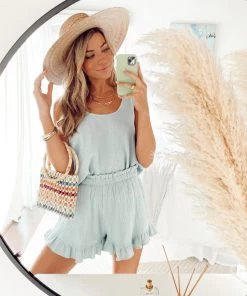 Show Me Your Mumu Rockie Ruffle Shorts ~ Blue Sea