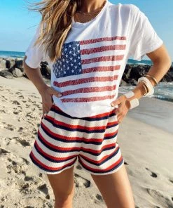 Show Me Your Mumu Cabana Shorts ~ Patriot Stripe Knit Bottoms