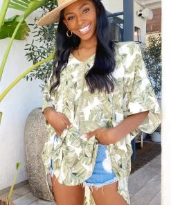 Show Me Your Mumu Tops Peta Tunic ~ Green Majestic Palm