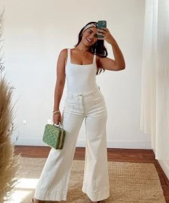 Show Me Your Mumu Denim Santa Cruz Wide Leg ~ Pearly White