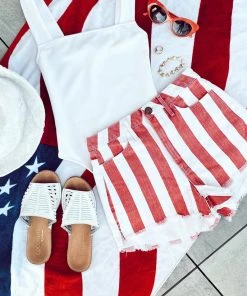 Show Me Your Mumu New Mu Arizona High Waisted Shorts ~ Candy Stripe