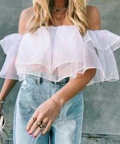 Show Me Your Mumu Rossella Ruffle Top ~ White Organza