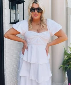Show Me Your Mumu Va Va Midi Dress ~ White Poplin