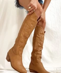 Show Me Your Mumu New Mu Billini Urson Cowboy Boots ~ Tan