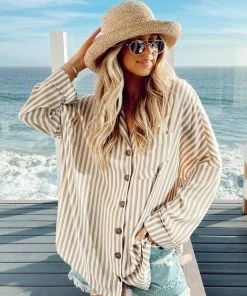 Show Me Your Mumu New Mu Lorolie Tunic ~ Beige Everyday Stripe