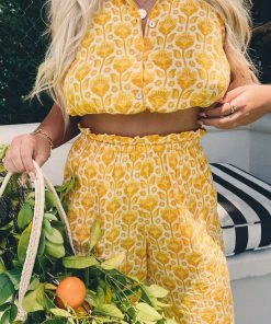 Show Me Your Mumu Camden Collared Top ~ Golden Fields