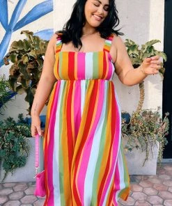 Show Me Your Mumu Fling Midi Dress ~ Getaway Stripe New Mu