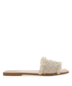 Show Me Your Mumu Billini Ishka Fringe Slides ~ Cream Woven