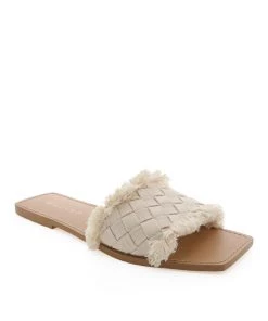 Show Me Your Mumu Billini Ishka Fringe Slides ~ Cream Woven