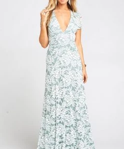 Show Me Your Mumu Dresses Eleanor Maxi Dress ~ Lovers Lace Silver Sage