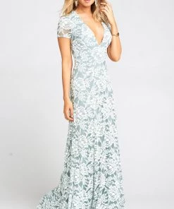 Show Me Your Mumu Dresses Eleanor Maxi Dress ~ Lovers Lace Silver Sage