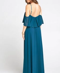 Show Me Your Mumu Rebecca Ruffle Maxi Dress ~ Deep Jade Chiffon Bridesmaids Dresses