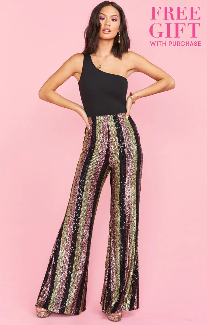 Show Me Your Mumu Late Night Party Pants ~ Showtime Stripe Sequins 3 Show Me Your Mumu Late Night Party Pants ~ Showtime Stripe Sequins