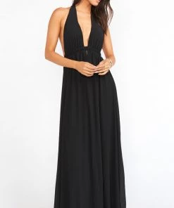 Show Me Your Mumu Luna Halter Dress ~ Black Chiffon