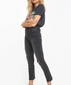 Show Me Your Mumu Soho Button Up Skinnies ~ Distressed Black Denim