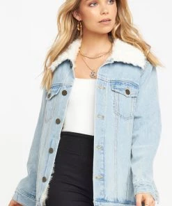 Show Me Your Mumu Durado Denim Jacket ~ Blue Rain With Faux Fur