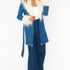 Show Me Your Mumu New Mu Penny Lane Coat ~ Pacific Tide With Faux Fur