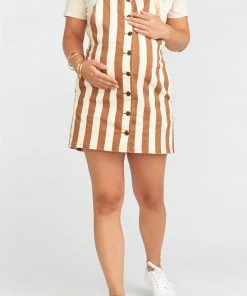Show Me Your Mumu Julie Overall Dress ~ Cognac And Cream Stripe 13 Show Me Your Mumu Julie Overall Dress ~ Cognac And Cream Stripe