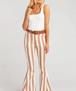 Show Me Your Mumu Berkeley Zip Up Bells Long ~ Cognac And Cream Stripe Bottoms