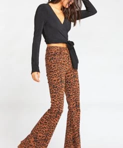 Show Me Your Mumu Cam Cam Zip Up Bells ~ Bronze Leopard Denim