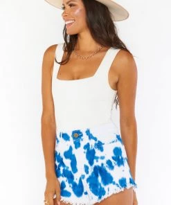 Show Me Your Mumu Houston High Waisted Shorts ~ Indigo Tie Dye Denim