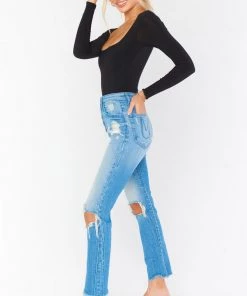 Show Me Your Mumu Cropped Soho Button Up Skinnies ~ Blue Bay Denim