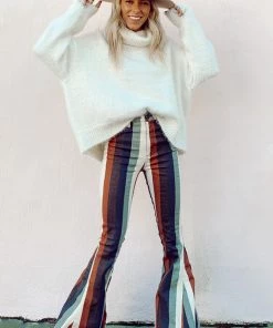 Show Me Your Mumu Berkeley Zip Up Bells ~ Retro Stripe Denim