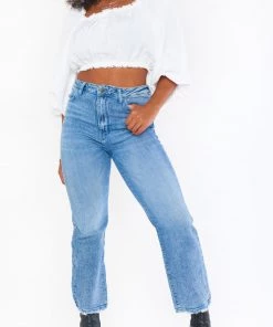 Show Me Your Mumu New Mu Manhattan Straight Jeans ~ Blue Stone