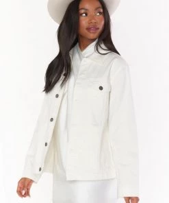 Show Me Your Mumu New Mu Dover Denim Jacket ~ Love Embellished White Wash