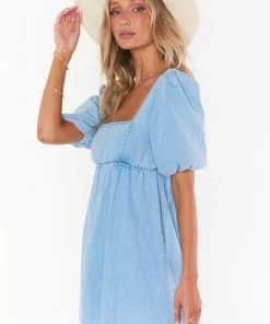 Show Me Your Mumu New Mu Smitten Babydoll Dress ~ Sky Blue