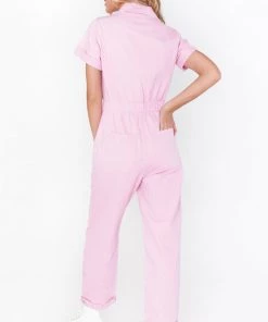 Show Me Your Mumu New Mu Cannon Jumpsuit ~ Pink Denim