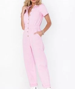 Show Me Your Mumu New Mu Cannon Jumpsuit ~ Pink Denim
