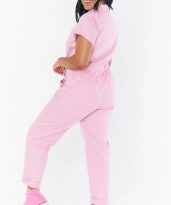 Show Me Your Mumu New Mu Cannon Jumpsuit ~ Pink Denim