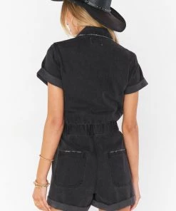 Show Me Your Mumu New Mu Cannon Romper ~ Washed Black
