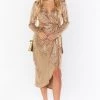 Show Me Your Mumu New Mu Kimora Wrap Dress ~ Tan Confetti