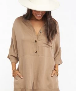 Show Me Your Mumu New Mu Horton Romper ~ Khaki