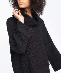 Show Me Your Mumu New Mu Hicks Sweater ~ Black Waffle Knit