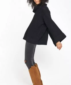 Show Me Your Mumu New Mu Hicks Sweater ~ Black Waffle Knit