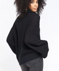 Show Me Your Mumu New Mu Hicks Sweater ~ Black Waffle Knit