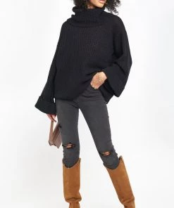Show Me Your Mumu New Mu Hicks Sweater ~ Black Waffle Knit