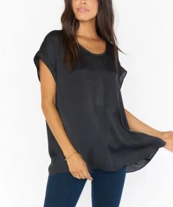 Show Me Your Mumu Frankie Tunic ~ Black Silky Satin New Mu