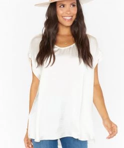 Show Me Your Mumu New Mu Frankie Tunic ~ Ivory Silky Satin