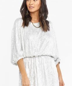 Show Me Your Mumu Genevieve Mini Dress ~ White Shine Sequins New Mu