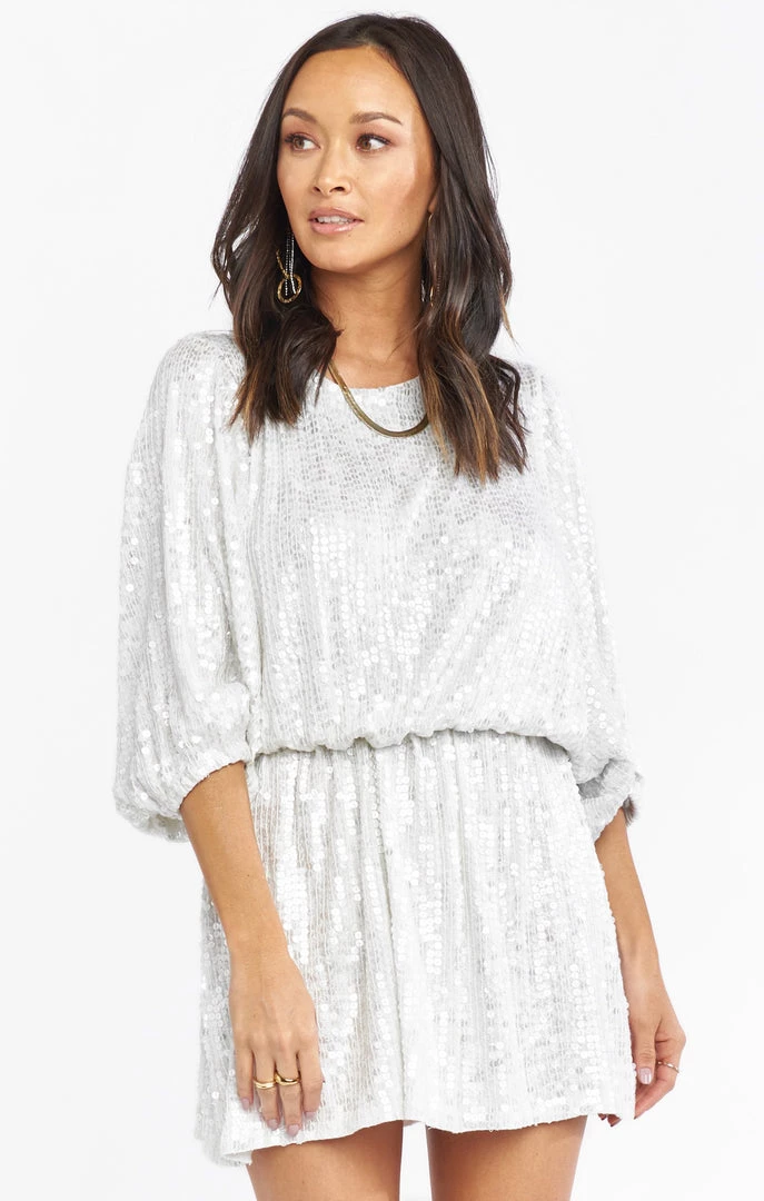 Show Me Your Mumu Genevieve Mini Dress ~ White Shine Sequins New Mu 3 Show Me Your Mumu Genevieve Mini Dress ~ White Shine Sequins New Mu