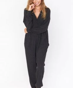 Show Me Your Mumu Jules Jumpsuit ~ Charcoal Brushed Hacci